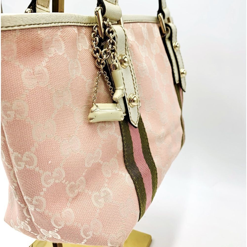 Auth Gucci Jolicoeur Pink Mini Canvas Tote with Charm - Picture 15 of 16